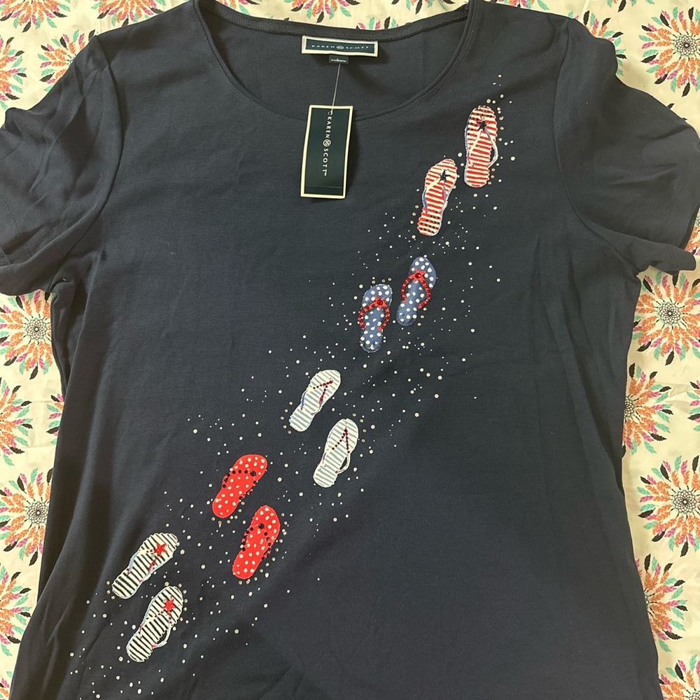 Navy T-Shirt with Flip Flop Design